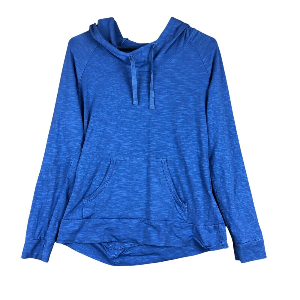 Columbia Womens Sweater Blue Hoodie Soft Kangaroo Pocket Stretch Medium